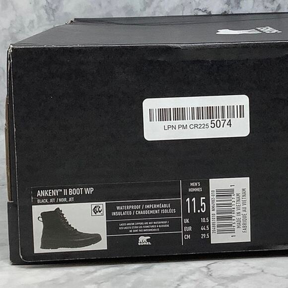 Sorel Sz 11.5 Black/Jet Ankeny II 200g Boots Waterproof Insulated Lace Up P33-10 - Picture 9 of 11